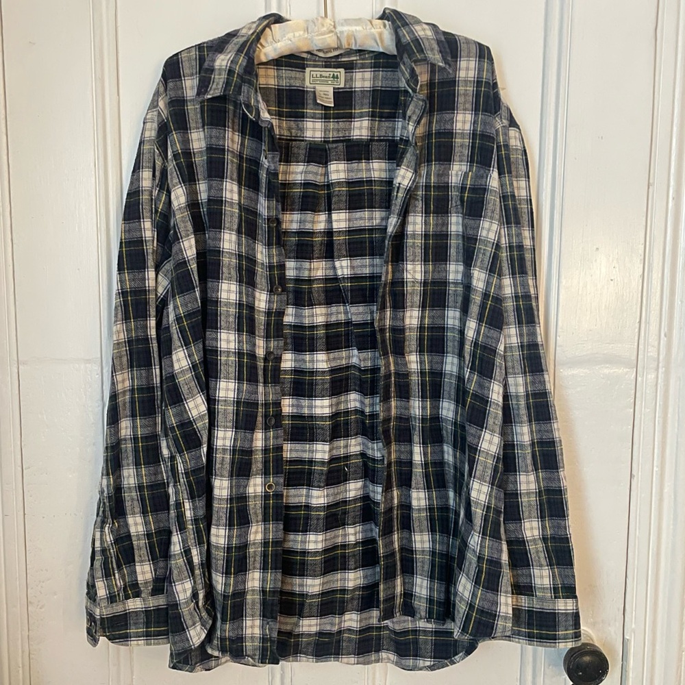 L.L.Bean Vintage Traditional Fit Flannel Plaid Button Down